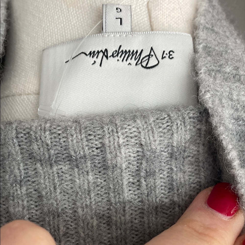 Phillip Lim 3.1 Cozy Light Gray Turtleneck Ruffle Sweater Large - Picture 11 of 13
